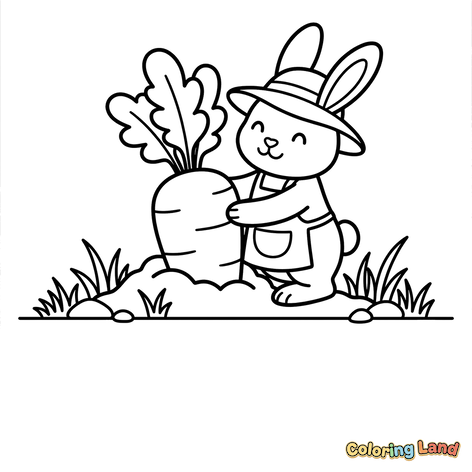 Lapin Heureux avec une Carotte Géante