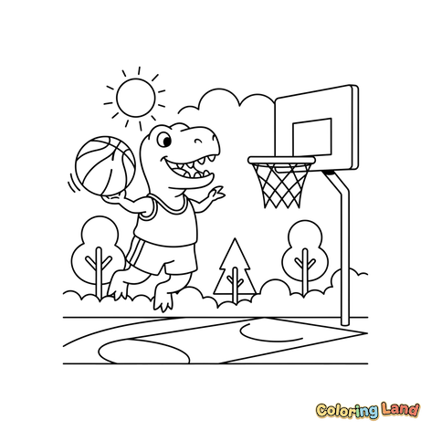 Dinosaure Jouant au Basketball