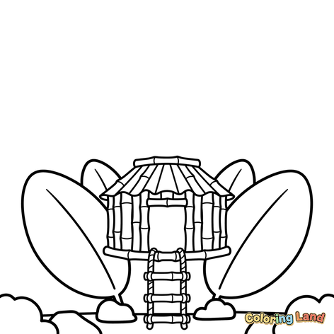 Podniesiona Bambusowa Chata z Drabinką Sznórową