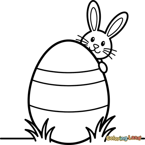 Süßer Hase Schaut Hinter Osterei Hervor