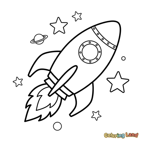 Rocket Flying Through Space