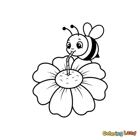 Glad Bie Drikker fra en Blomst