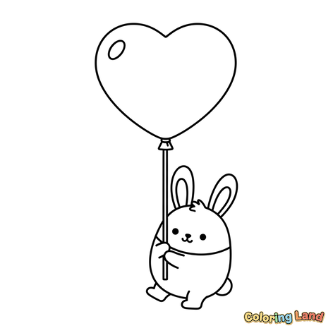 Cute Bunny with Heart Balloon