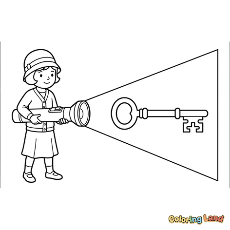 Girl with Flashlight Finds a Mysterious Key