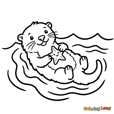 Nutria Marina Feliz con Estrella de Mar