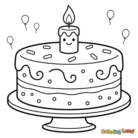 Joyeux Gâteau d'Anniversaire avec des Ballons