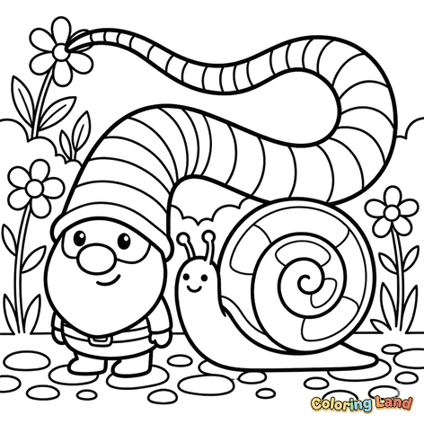 Freundlicher Gnom und Schnecke