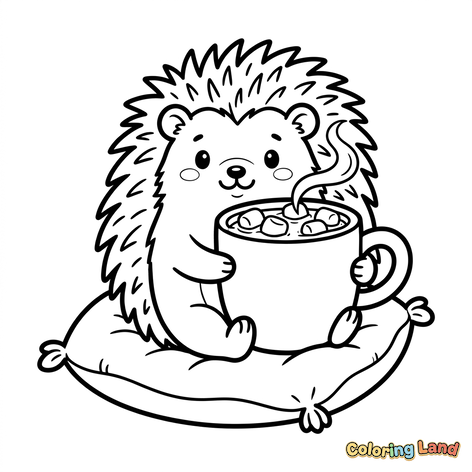 Hérisson Douillet avec Chocolat Chaud