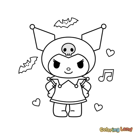 Personnage Kuromi, Chauves-souris et Cœurs