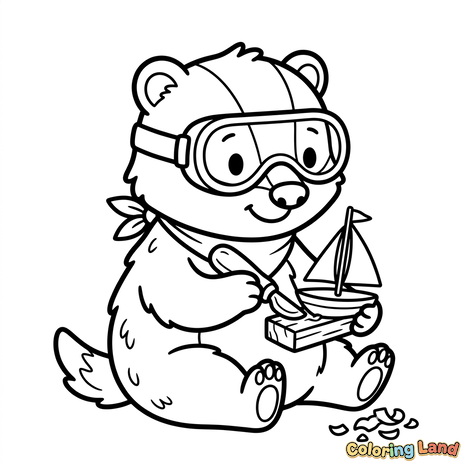 Crafty Bear Building a Sailboat