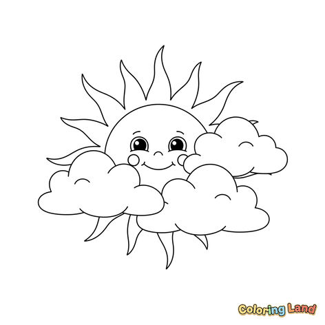 Niedliche Sonne und Wolken