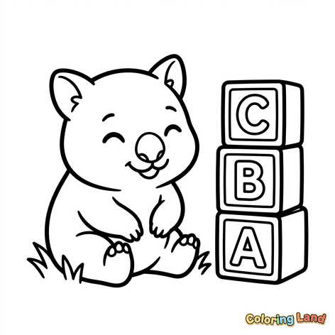 Bebê Coala com Blocos do Alfabeto