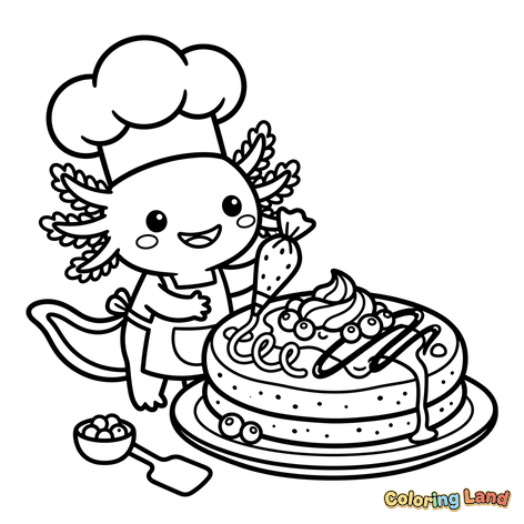 Axolotl Pastry Chef with Cake