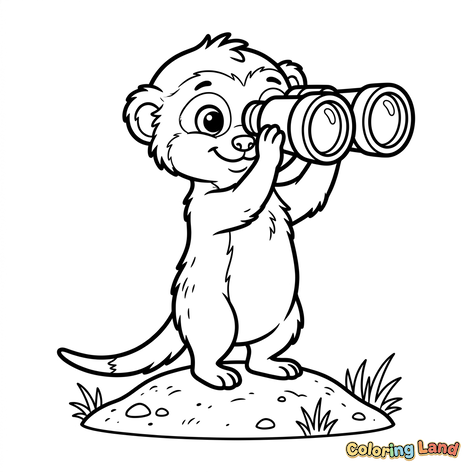 Curious Ferret with Binoculars
