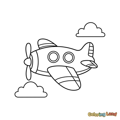 Süßes Flugzeug fliegt in den Wolken