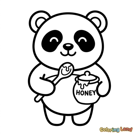 Cute Panda with Honey Pot