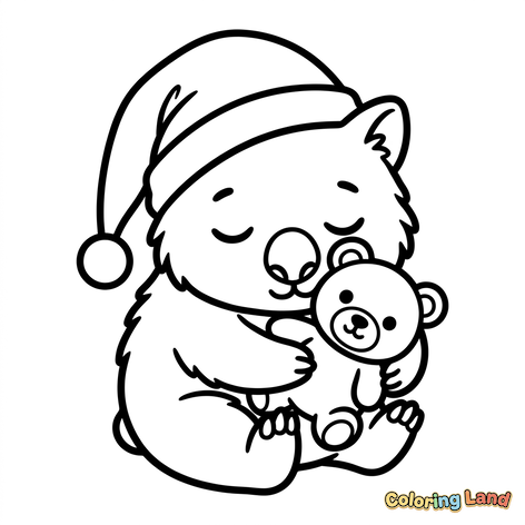Cute Baby Bear with Santa Hat and Teddy