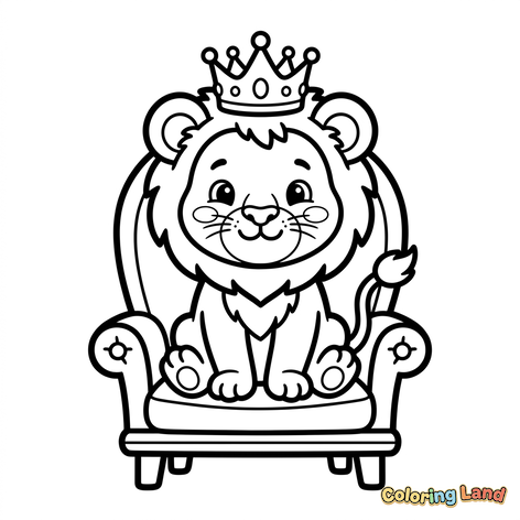Royal Baby Lion on a Throne