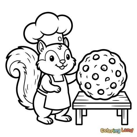 Écureuil Chef avec Cookie Géant