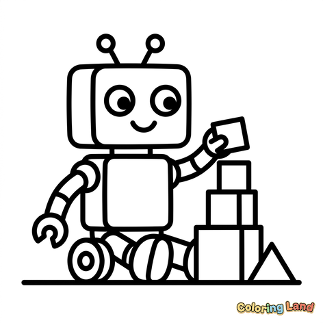 Robot Amigable Jugando con Bloques