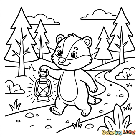 Simpatico Tasso con Lanterna nel Bosco