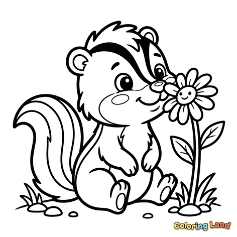 Cute Skunk and Daisy
