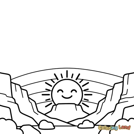 Sol Feliz sobre o Vale da Montanha com Arco-íris