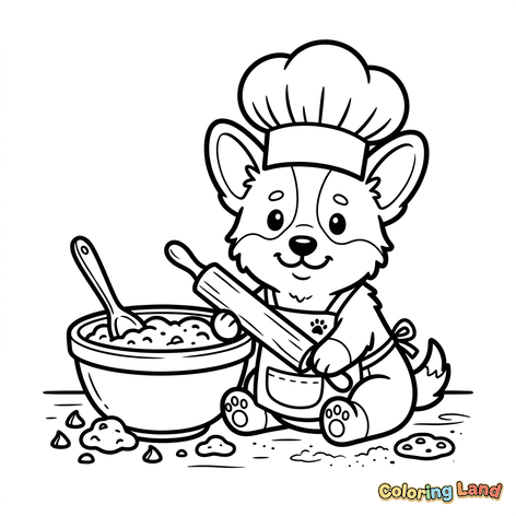 Cute Puppy Chef Baking