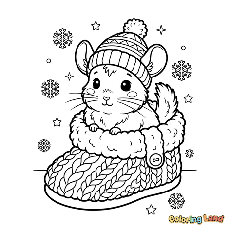 Söt vintermus i en känga