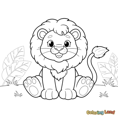 Bébé Lion Souriant dans la Jungle