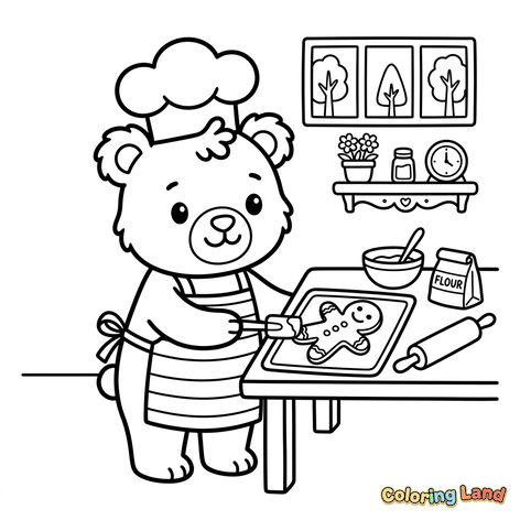 Ursul Bucătar Coace Biscuiți de Gingerbread