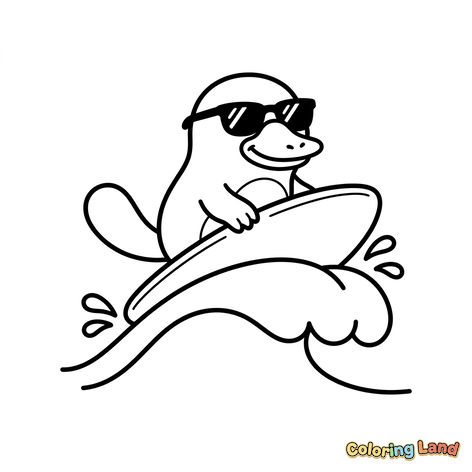 Ornithorynque Surfeur avec Lunettes de Soleil
