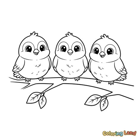 Cute Baby Birds on a Branch