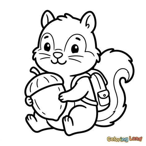 Adventurous Squirrel with Giant Acorn