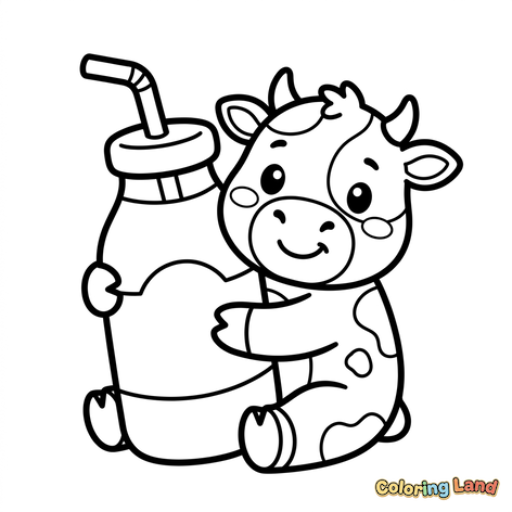 Anak Sapi Lucu dengan Botol Susu
