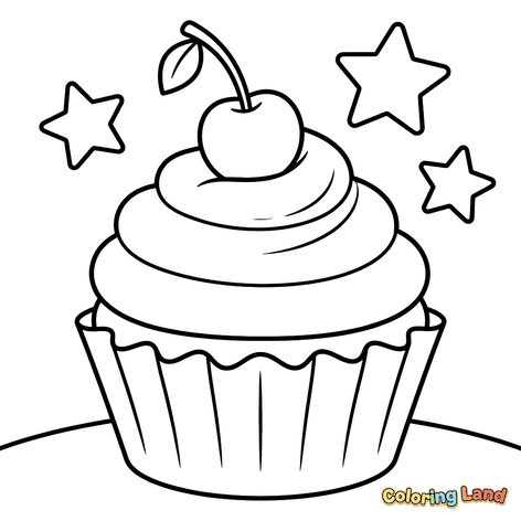 Dulce Cupcake de Cereza con Estrellas