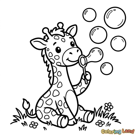 Girafă Bebeluș Suflând Bule
