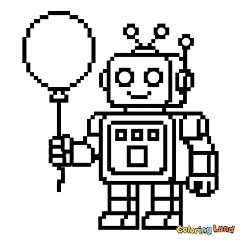 Amichevole Robot Pixel con Palloncino