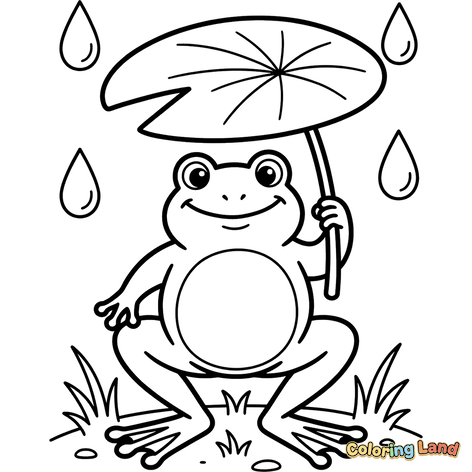 Happy Frog with a Lily Pad Umbrella