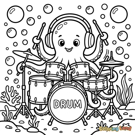 Muzikale Octopus Drummer