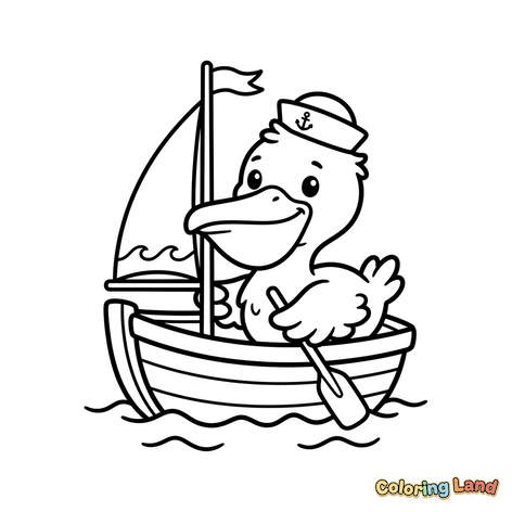 Caneton Marin dans un Petit Bateau