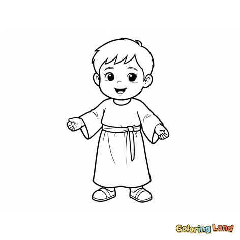 Menino Feliz com Túnica Bíblica