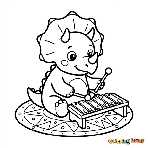 Baby Triceratops der spiller xylofon