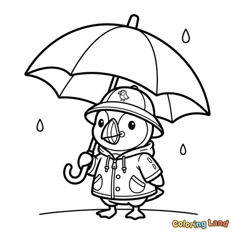 Mignon Petit Oiseau sous la Pluie