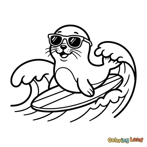 Surfing Seal with Sunglasses