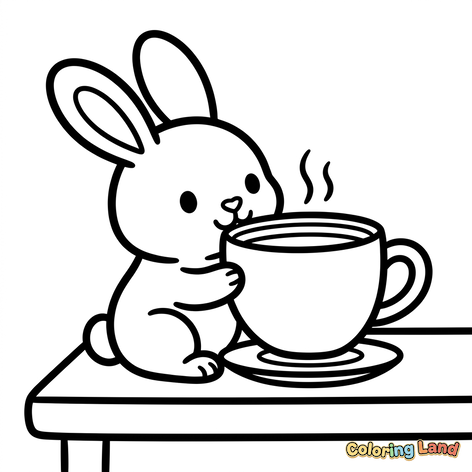 Cute Bunny with a Hot Drink