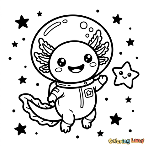 Astronaut Axolotl i rummet