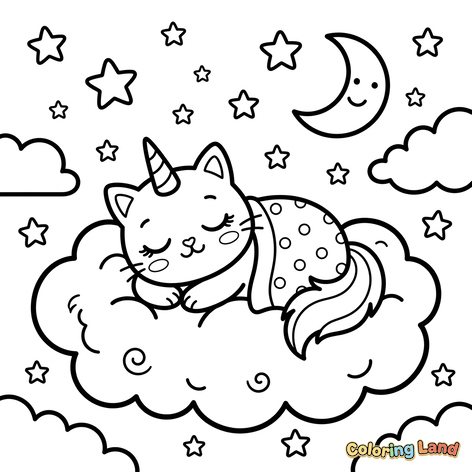 Sleeping Unicat on a Magic Cloud