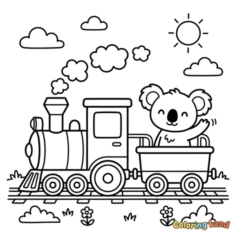 Koala Mengendarai Kereta Uap