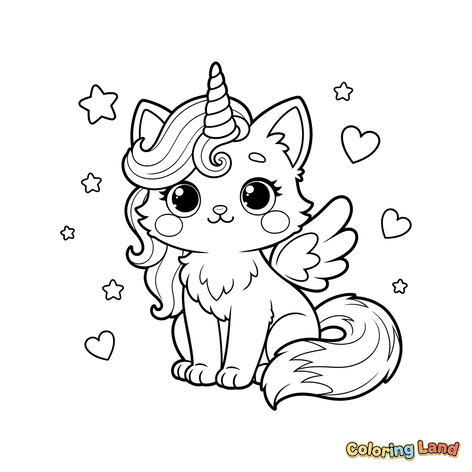 Gato Unicórnio Fofo com Asas